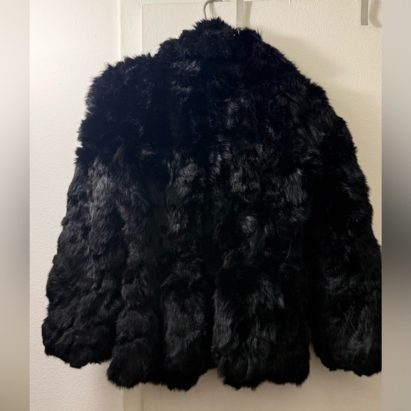 Black Rabbit Fur Jacket - Picture 2 of 7